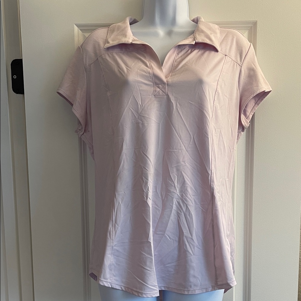 Athleta Light Pink Collared Short Sleeve Top